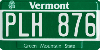 VT license plate PLH876