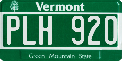 VT license plate PLH920