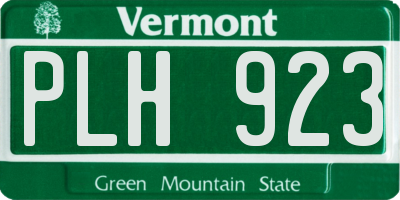 VT license plate PLH923