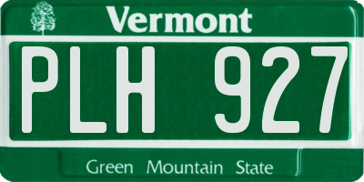 VT license plate PLH927