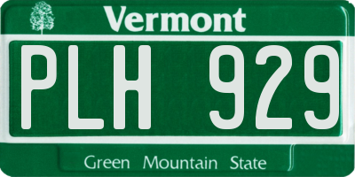 VT license plate PLH929