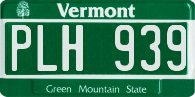 VT license plate PLH939