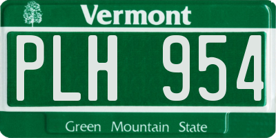 VT license plate PLH954