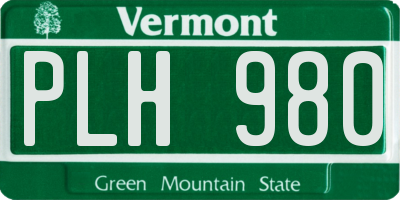 VT license plate PLH980