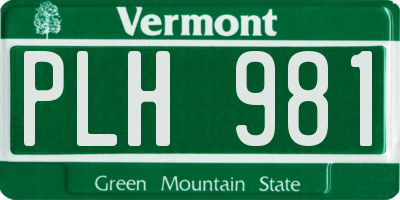 VT license plate PLH981