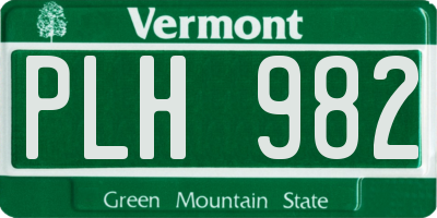 VT license plate PLH982