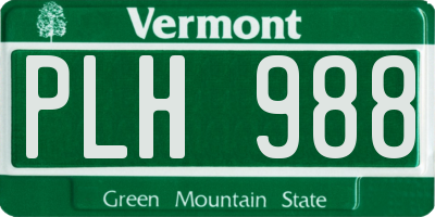 VT license plate PLH988