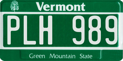VT license plate PLH989
