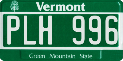 VT license plate PLH996