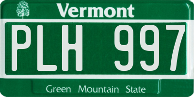 VT license plate PLH997