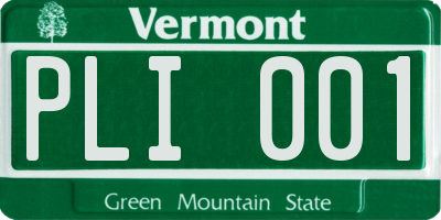 VT license plate PLI001