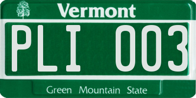 VT license plate PLI003