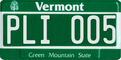 VT license plate PLI005