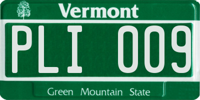 VT license plate PLI009