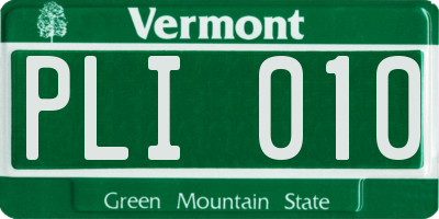 VT license plate PLI010