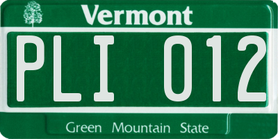 VT license plate PLI012