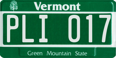 VT license plate PLI017