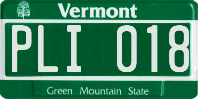 VT license plate PLI018
