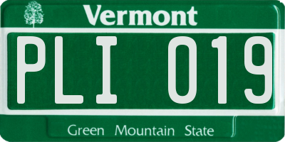 VT license plate PLI019