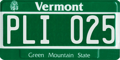 VT license plate PLI025