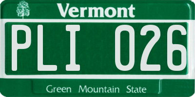 VT license plate PLI026