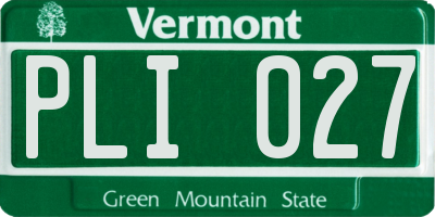 VT license plate PLI027