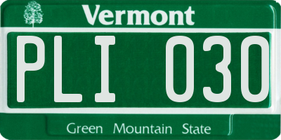 VT license plate PLI030