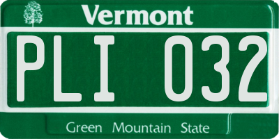 VT license plate PLI032