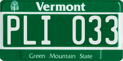 VT license plate PLI033