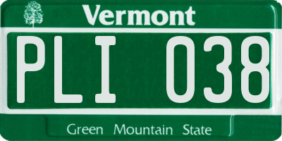 VT license plate PLI038