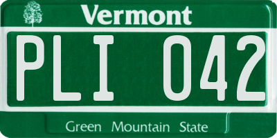 VT license plate PLI042
