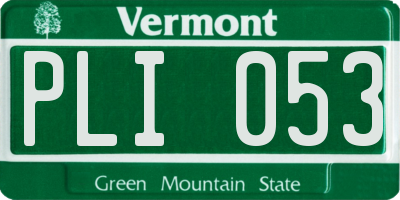 VT license plate PLI053