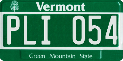VT license plate PLI054