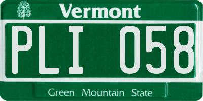 VT license plate PLI058
