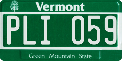 VT license plate PLI059