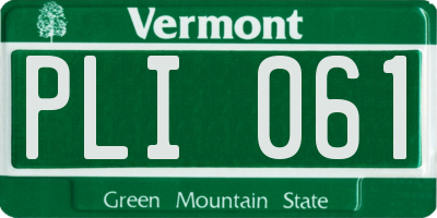 VT license plate PLI061