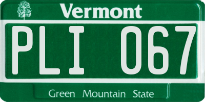 VT license plate PLI067