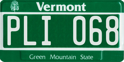 VT license plate PLI068