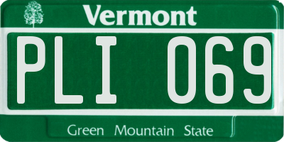 VT license plate PLI069