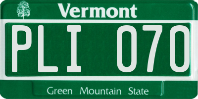 VT license plate PLI070