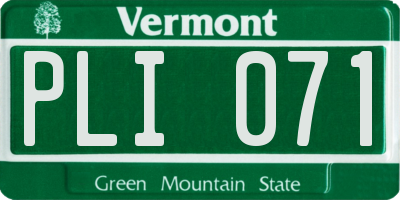 VT license plate PLI071