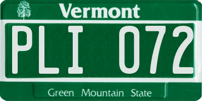 VT license plate PLI072