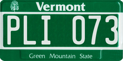 VT license plate PLI073
