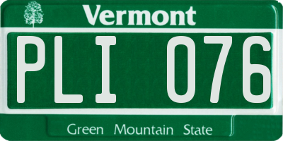 VT license plate PLI076