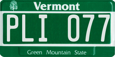 VT license plate PLI077