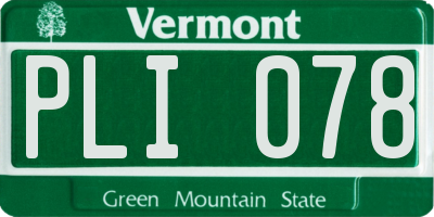 VT license plate PLI078