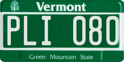 VT license plate PLI080