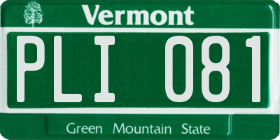 VT license plate PLI081