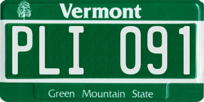 VT license plate PLI091