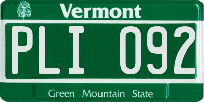 VT license plate PLI092
